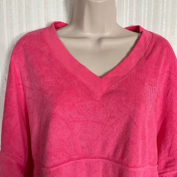PINK Victoria's Secret Women's V-Neck Sweatshirt Size Medium Terry NWT - Picture 3 of 6